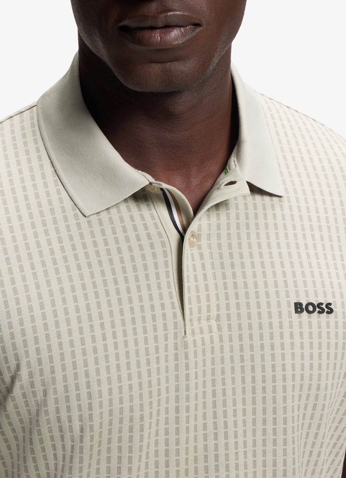 BOSS Polo van piqué katoen met logo - detail 2 beige