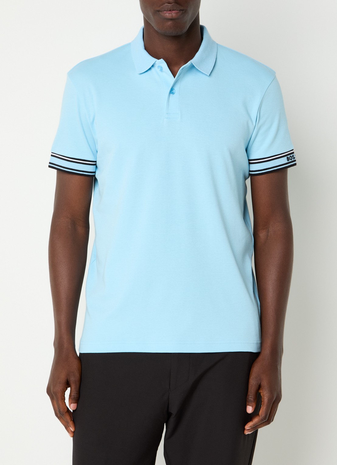 BOSS Polo Zone regular fit polo met logo - detail 4 lichtblauw