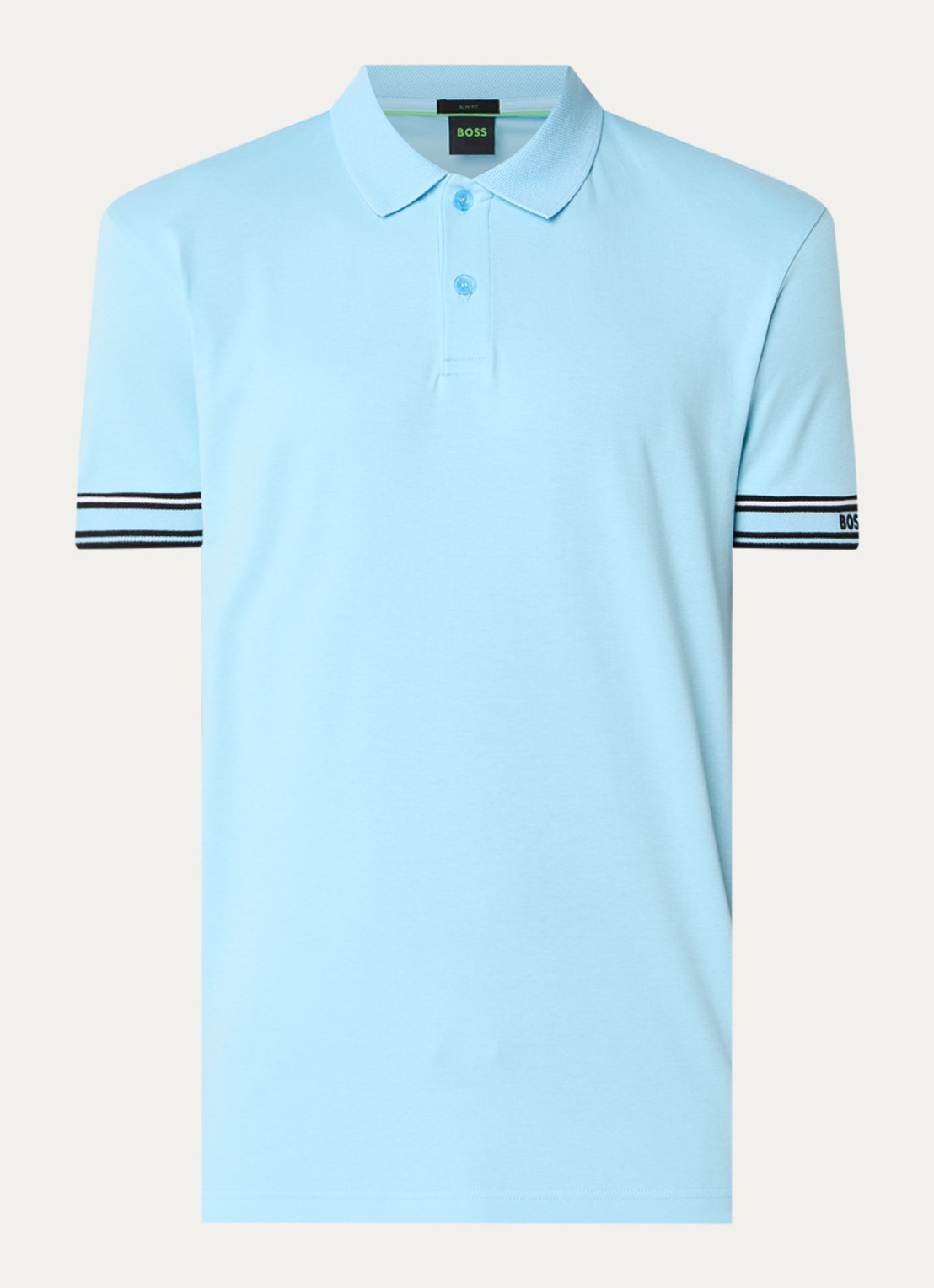 BOSS Polo Zone regular fit polo met logo - voorkant lichtblauw