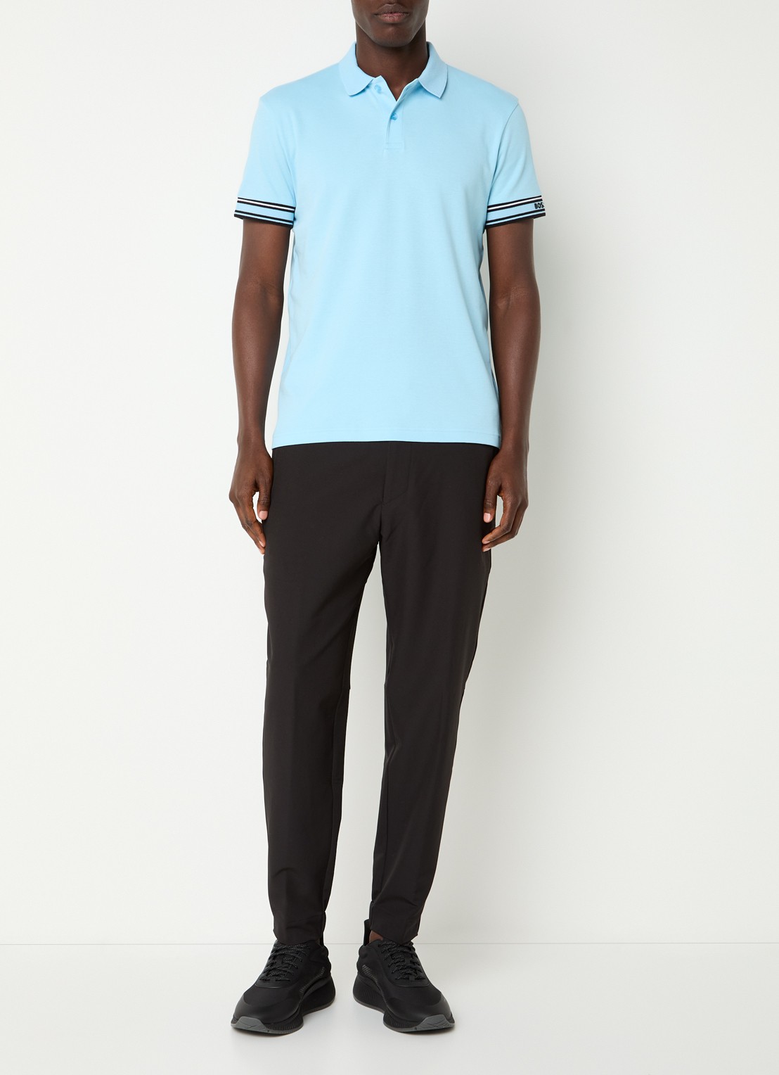 BOSS Polo Zone regular fit polo met logo - voorkant 2 lichtblauw