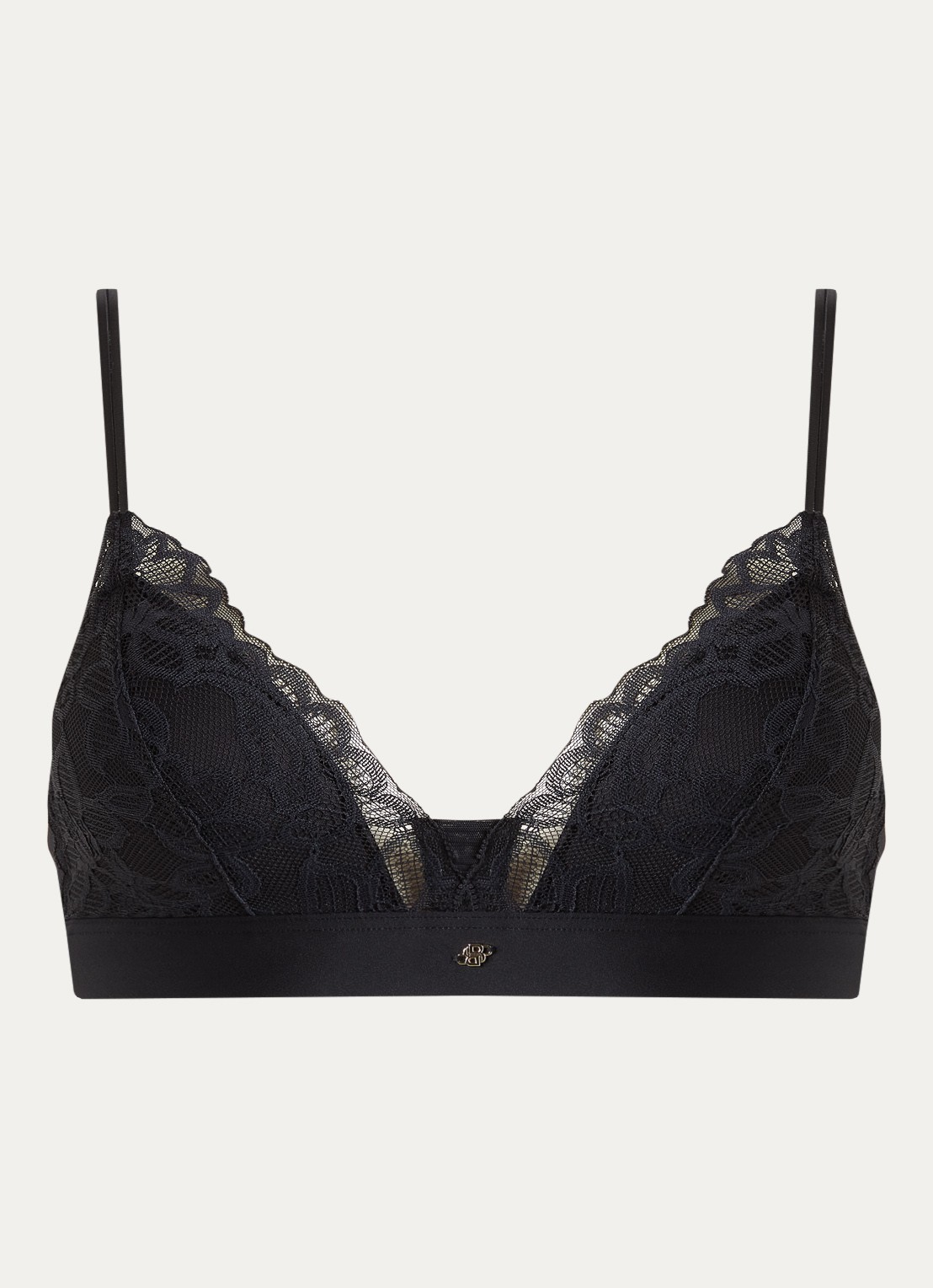 BOSS Premium kanten bralette met mesh plooitjes - voorkant 6 black-001 / zwart
