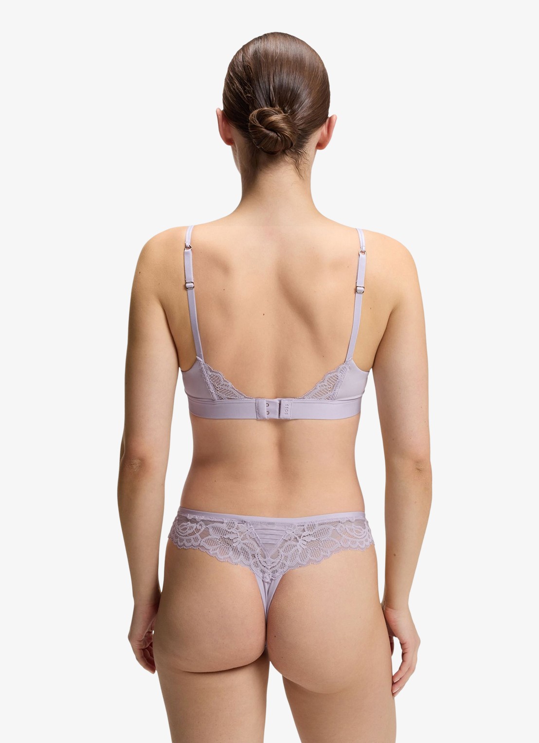 BOSS Premium kanten bralette met mesh plooitjes - achterkant 3 open purple-553 / paars
