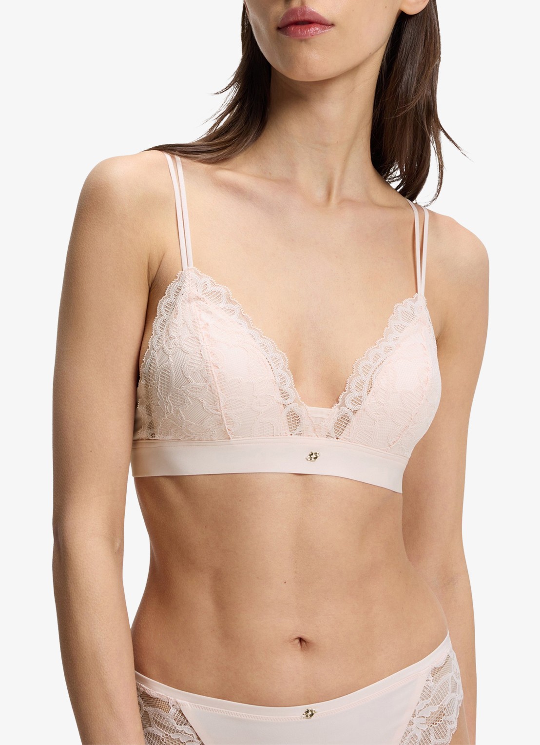 BOSS Premium kanten bralette met mesh plooitjes - detail 4 light /pastel pink-680 / roze