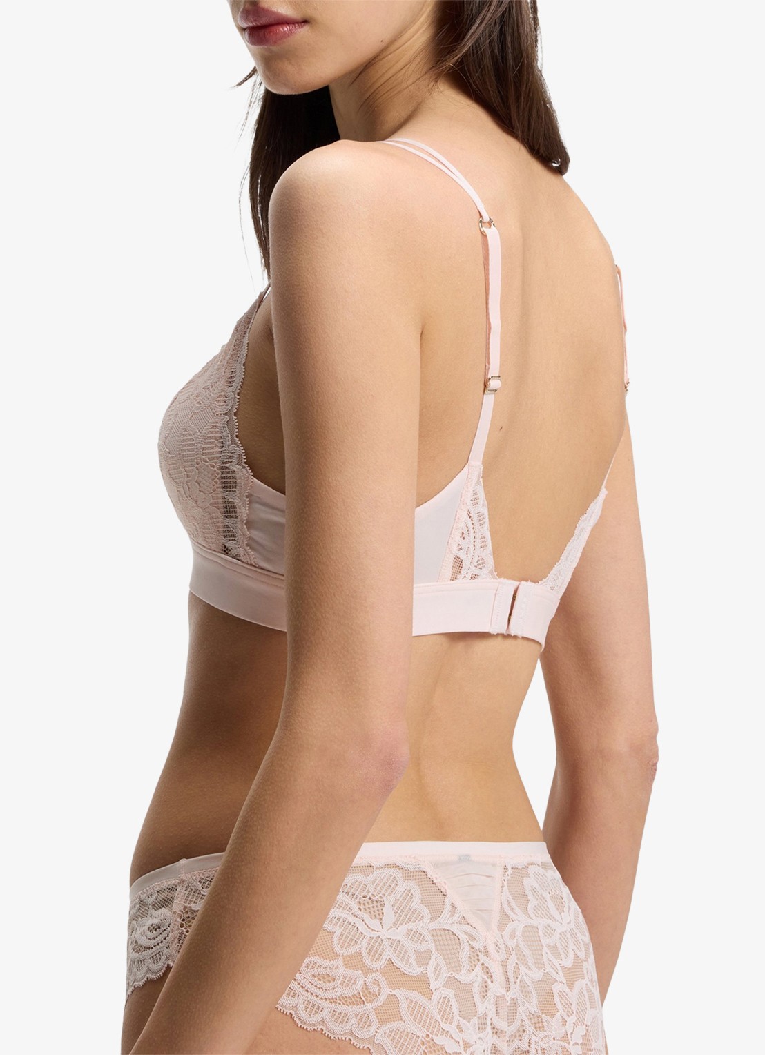 BOSS Premium kanten bralette met mesh plooitjes - detail 5 light /pastel pink-680 / roze