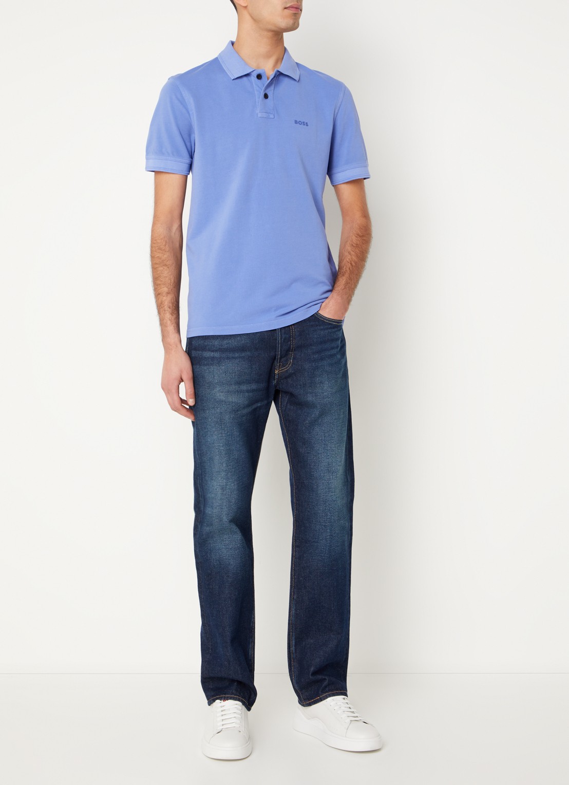 BOSS Prime regular fit polo van piqué katoen met logo - voorkant 4 bright purple-525 / paars