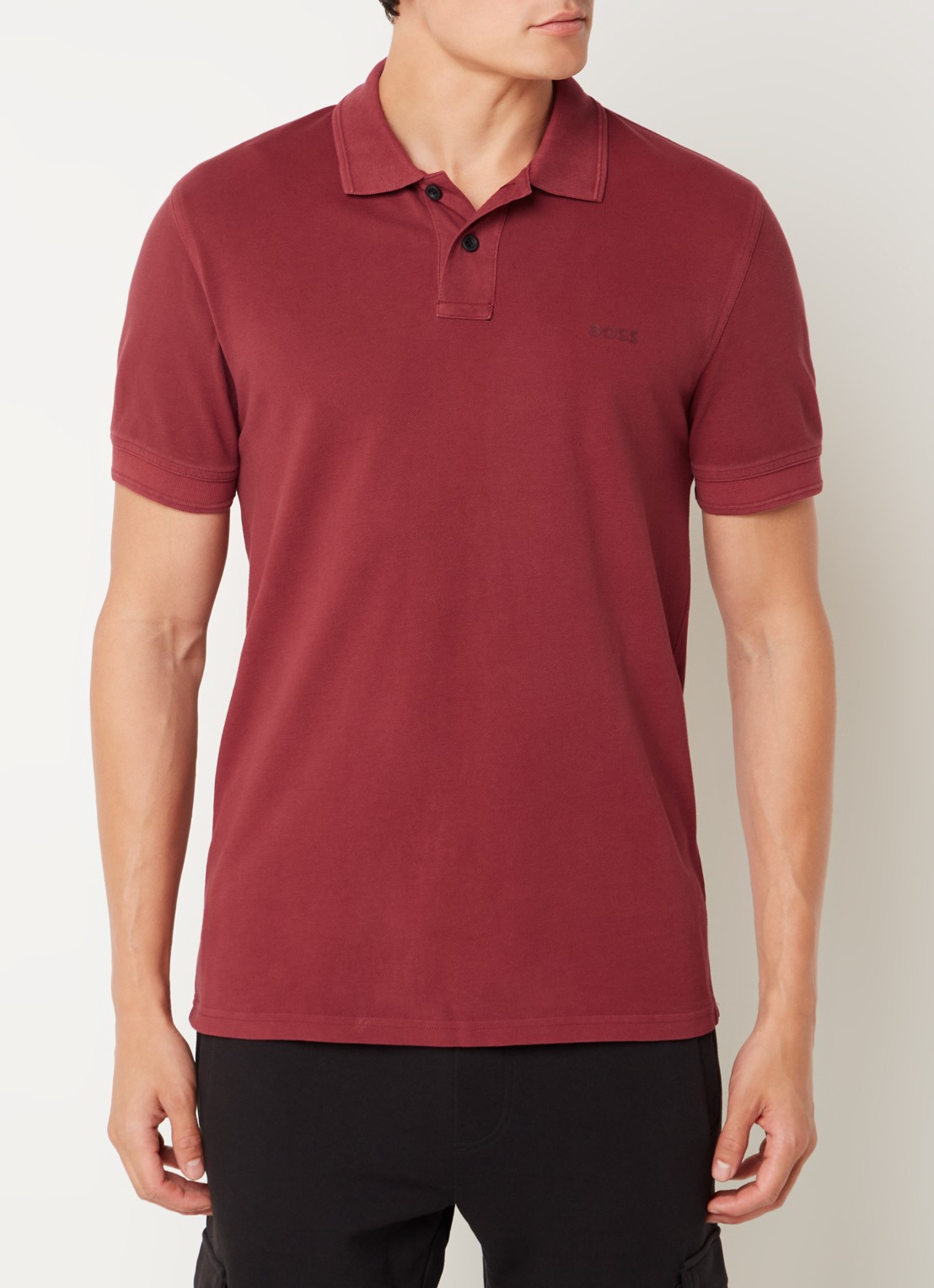 BOSS Prime regular fit polo van piqué katoen met logo - detail 3 open red-647 / rood