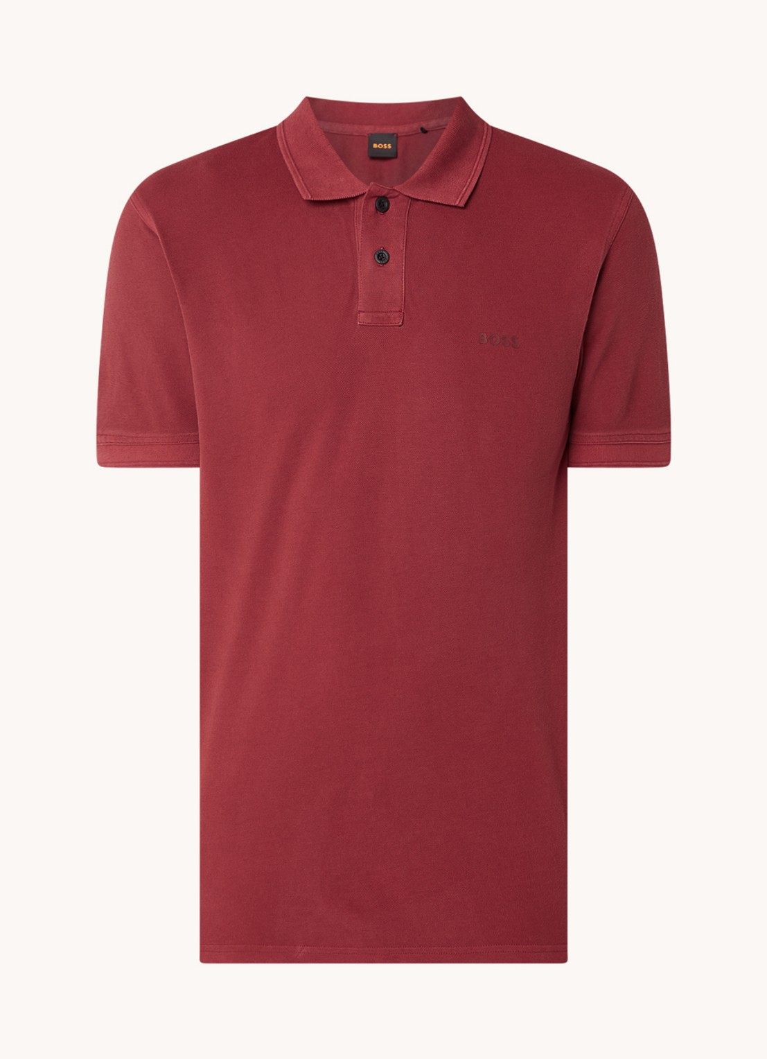 BOSS Prime regular fit polo van piqué katoen met logo - voorkant open red-647 / rood