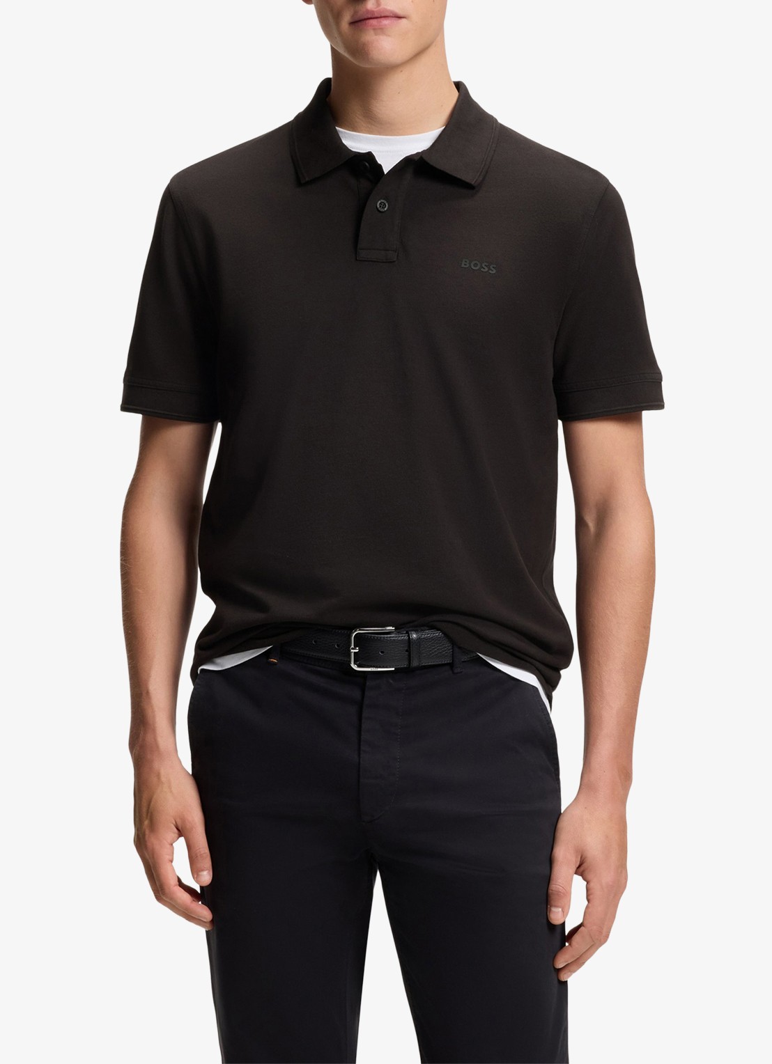 BOSS Prime regular fit polo van piqué katoen met logo - achterkant 3 black-001 / zwart