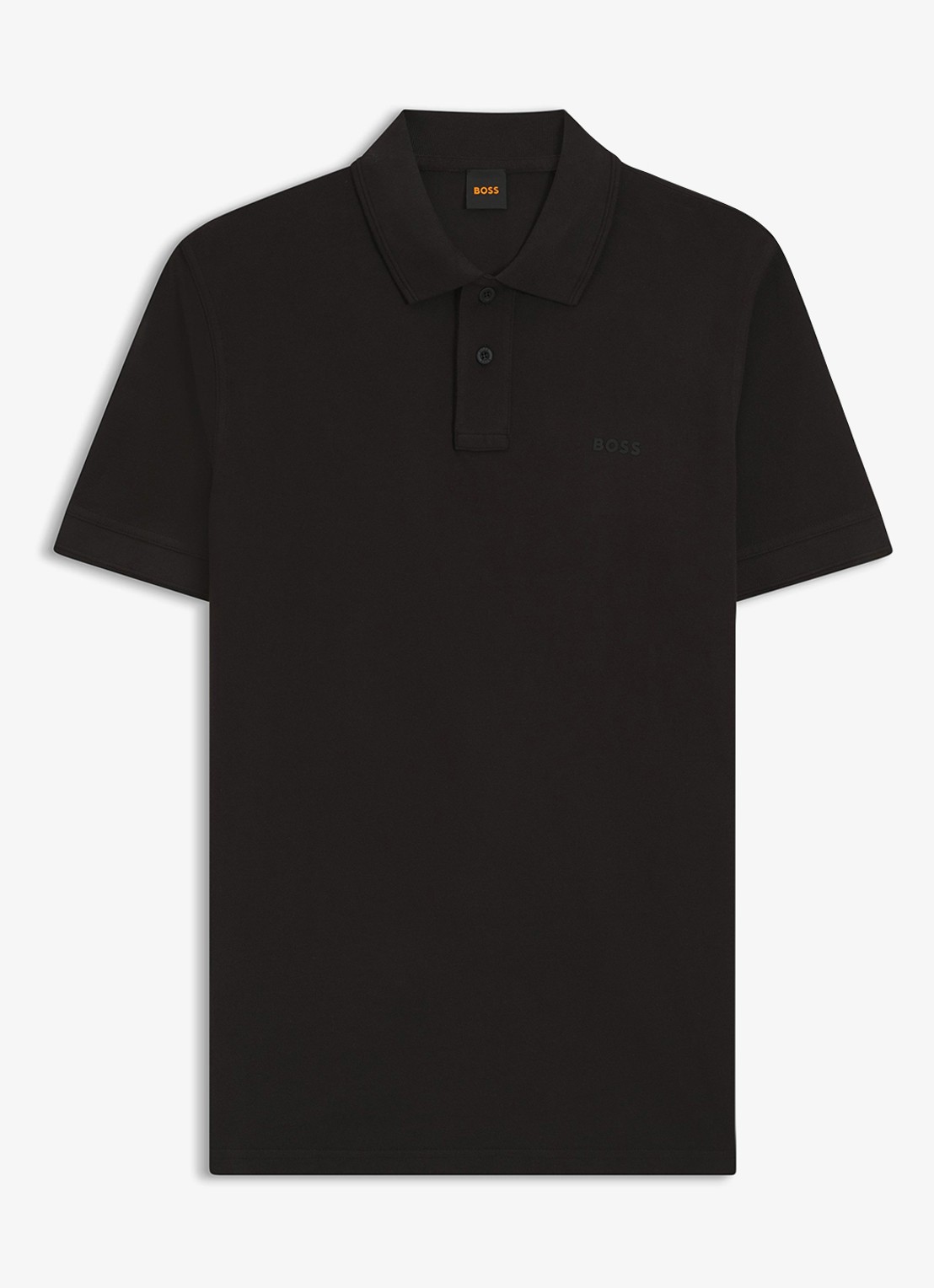 BOSS Prime regular fit polo van piqué katoen met logo - voorkant black-001 / zwart