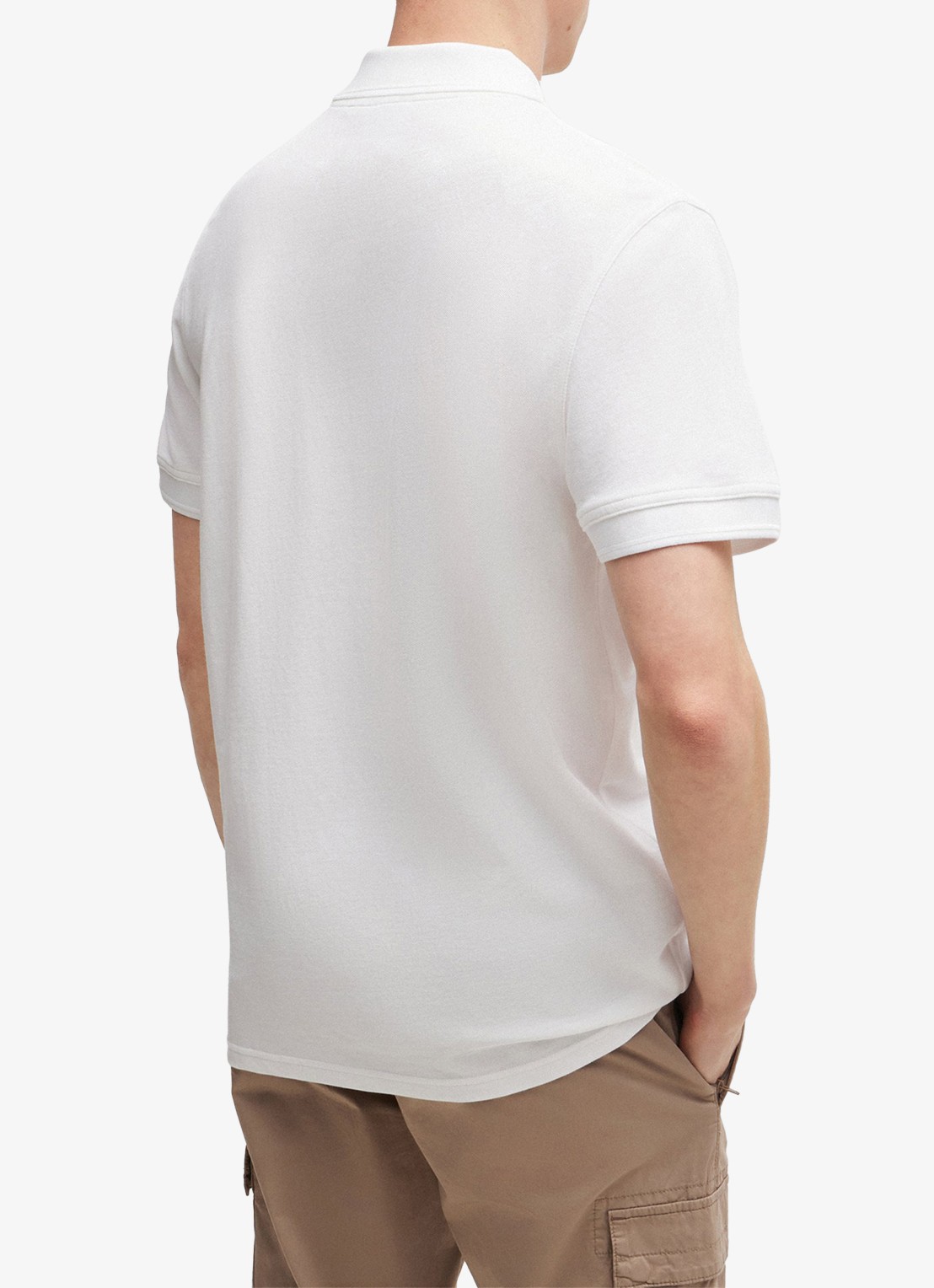 BOSS Prime regular fit polo van piqué katoen met logo - achterkant white-100 / wit