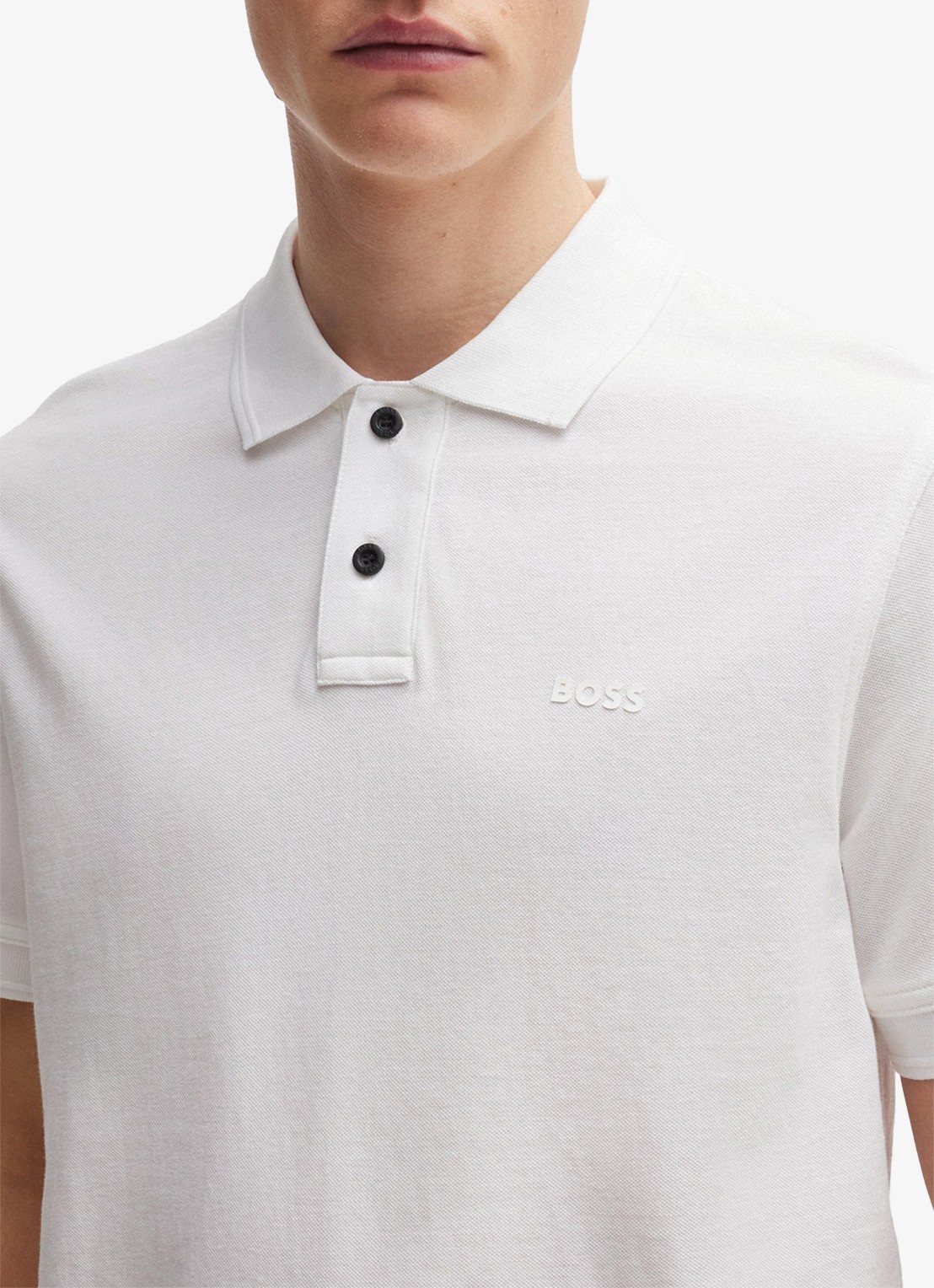 BOSS Prime regular fit polo van piqué katoen met logo - detail 5 white-100 / wit