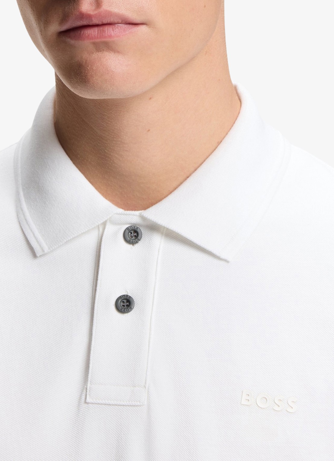 BOSS Prime regular fit polo van piqué katoen met logo - detail 6 white-100 / wit