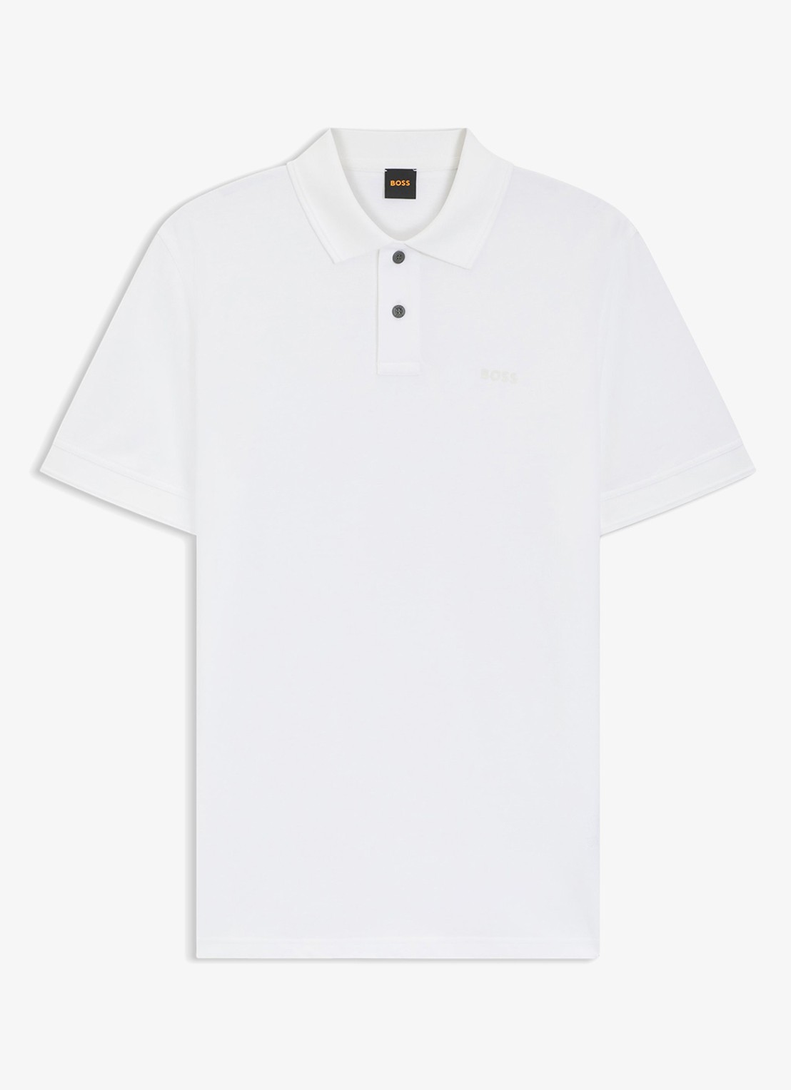 BOSS Prime regular fit polo van piqué katoen met logo - voorkant 2 white-100 / wit