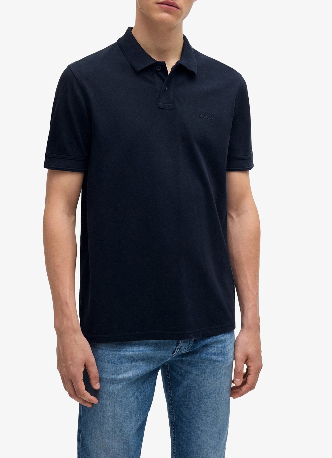 BOSS Prime regular fit polo van piqué katoen met logo - detail 4 dark blue-404 / blauw
