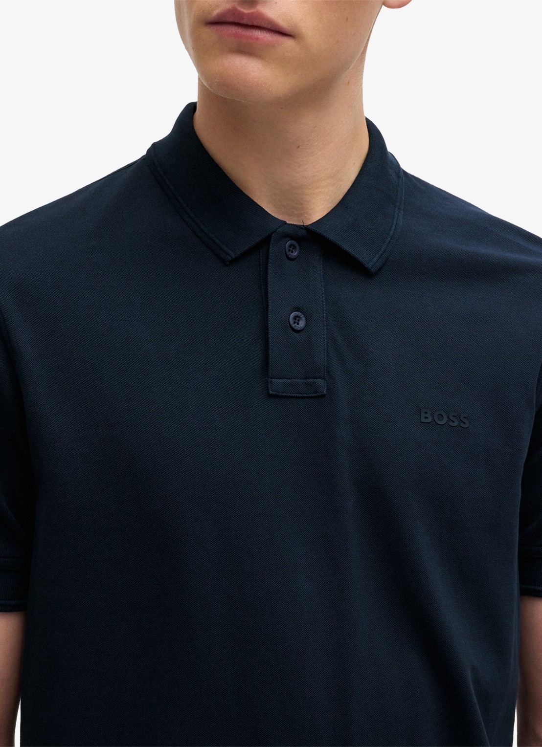 BOSS Prime regular fit polo van piqué katoen met logo - detail 5 dark blue-404 / blauw