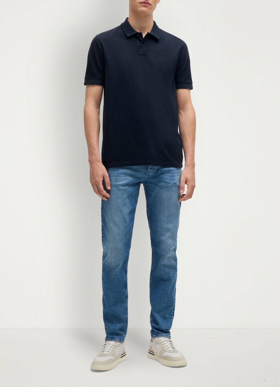 BOSS Prime regular fit polo van piqué katoen met logo - voorkant 2 dark blue-404 / blauw