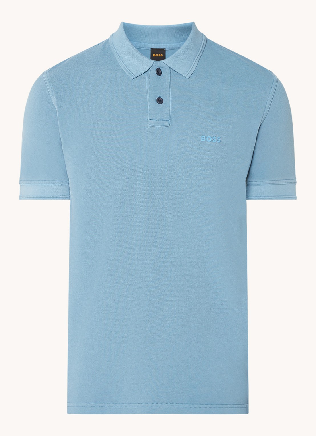 BOSS Prime regular fit polo van piqué katoen met logo - voorkant 2 open blue-486 / blauw