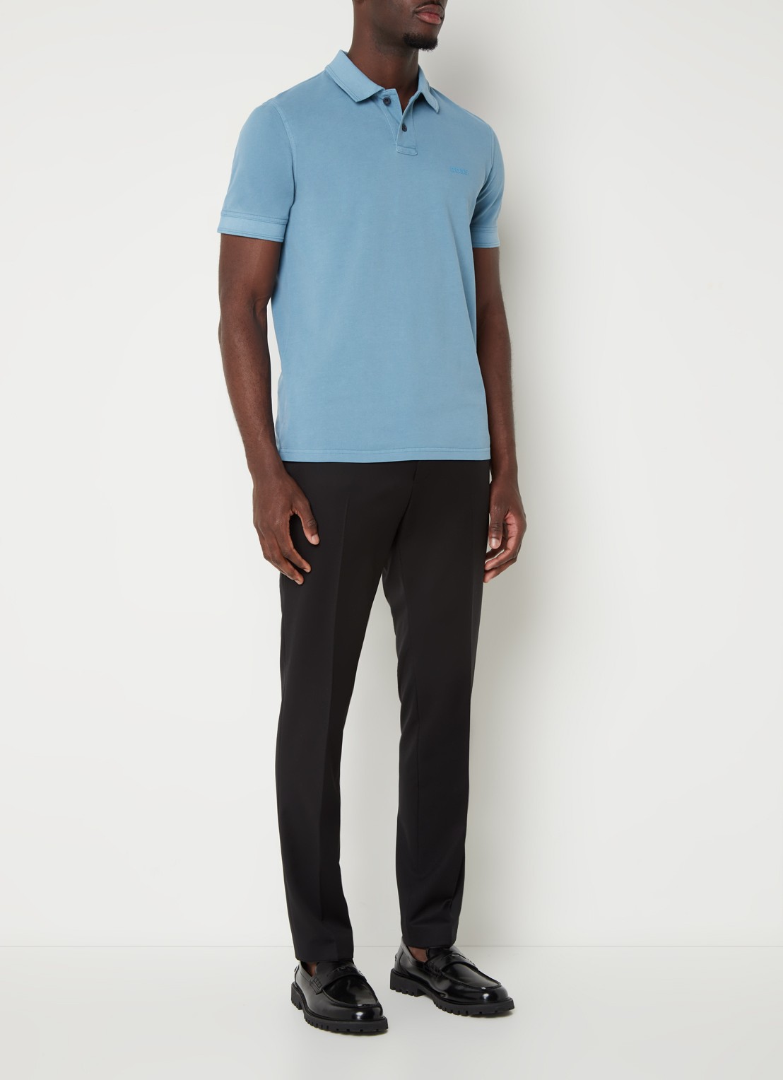 BOSS Prime regular fit polo van piqué katoen met logo - voorkant 3 open blue-486 / blauw