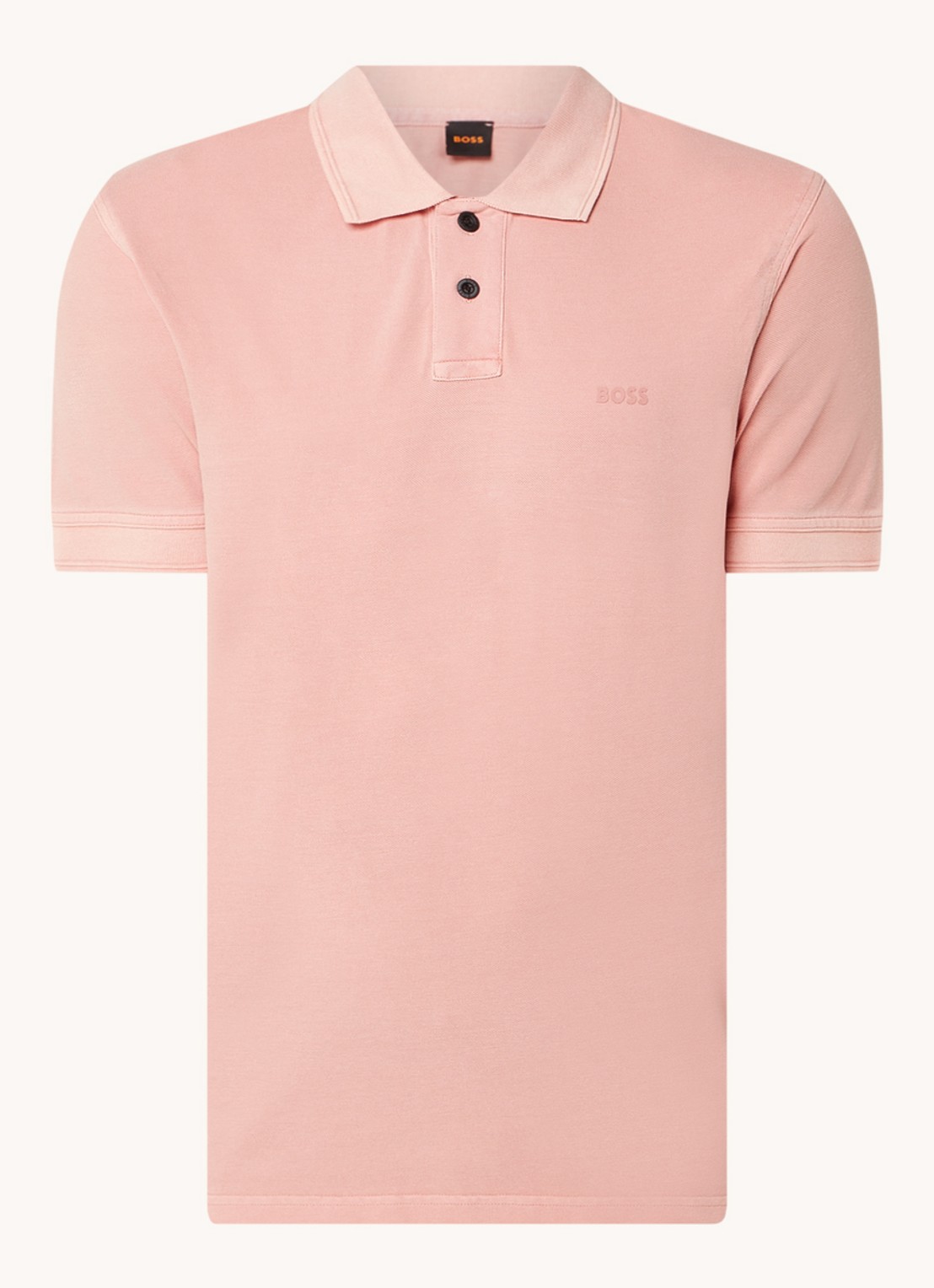 BOSS Prime regular fit polo van piqué katoen met logo - voorkant zalmroze