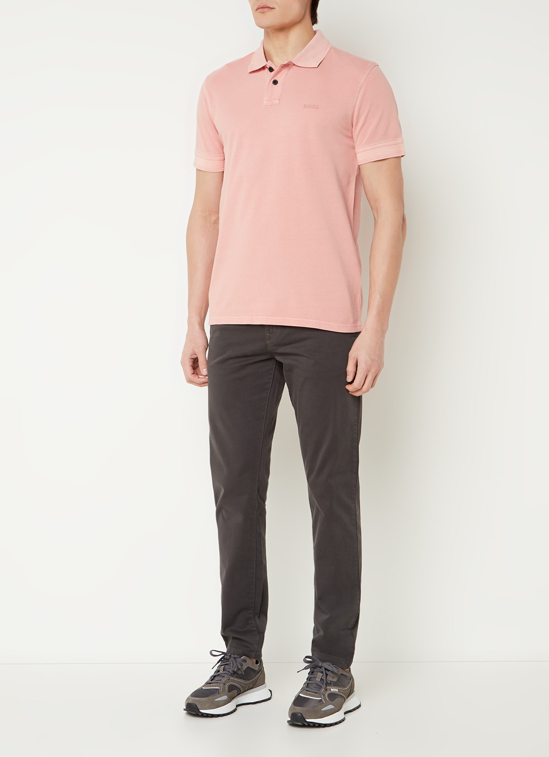 BOSS Prime regular fit polo van piqué katoen met logo - voorkant 2 zalmroze