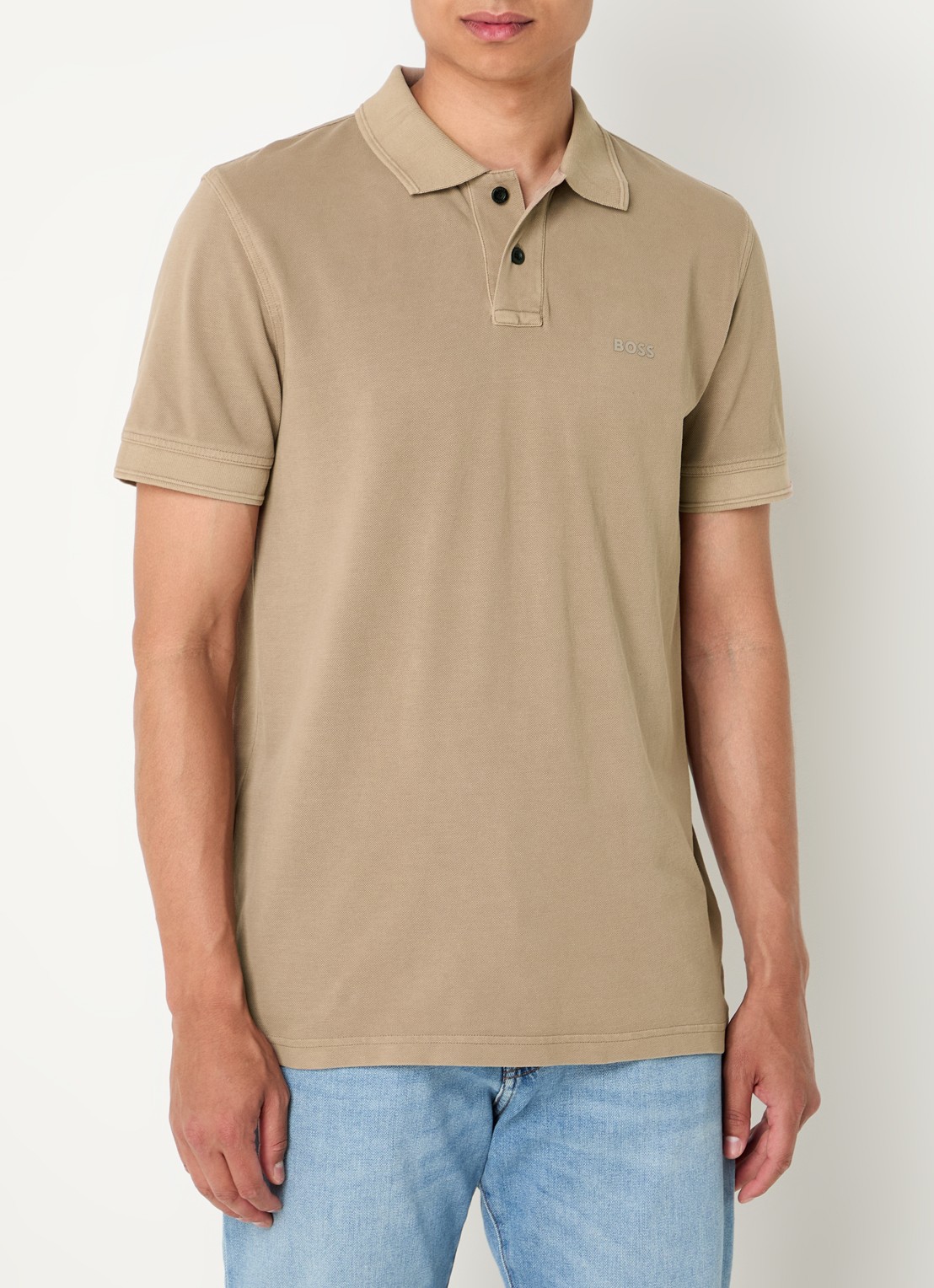 BOSS Prime regular fit polo van piqué katoen met logo - detail 4 open brown-246 / bruin