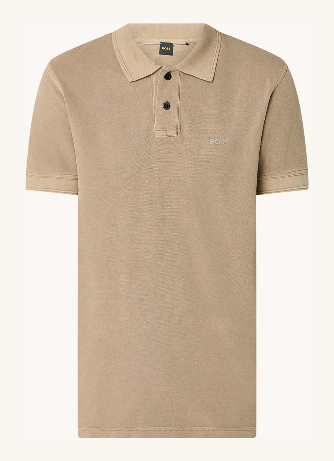 BOSS Prime regular fit polo van piqué katoen met logo - voorkant 2 open brown-246 / bruin