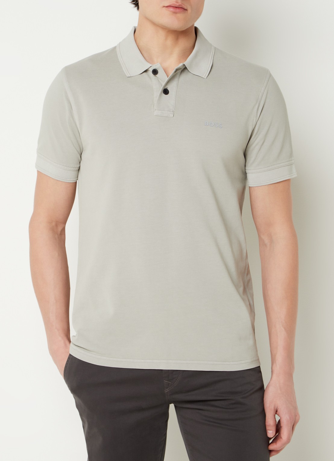 BOSS Prime regular fit polo van piqué katoen met logo - detail 3 light/pastel grey-051 / grijs