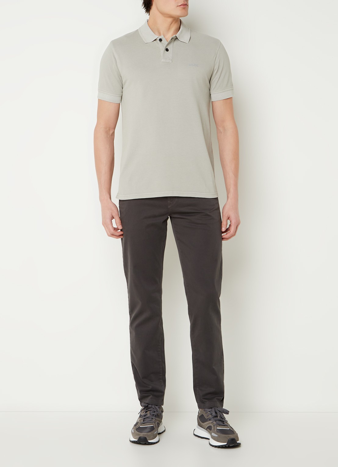 BOSS Prime regular fit polo van piqué katoen met logo - voorkant 2 light/pastel grey-051 / grijs