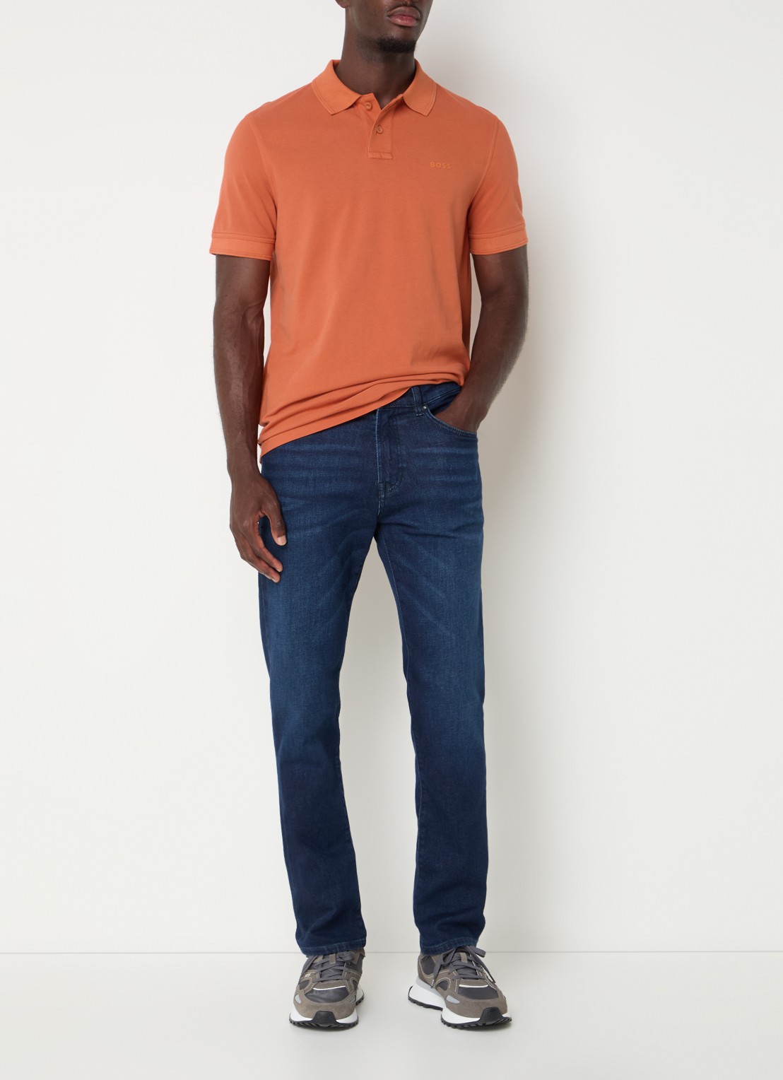 BOSS Prime regular fit polo van piqué katoen met logo - voorkant 3 open orange-840 / oranje