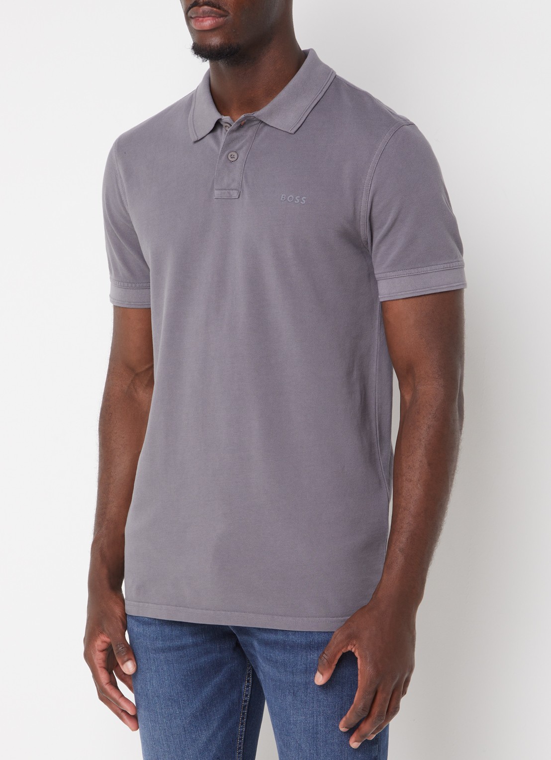BOSS Prime regular fit polo van piqué katoen met logo - detail 4 dark grey-029 / grijs