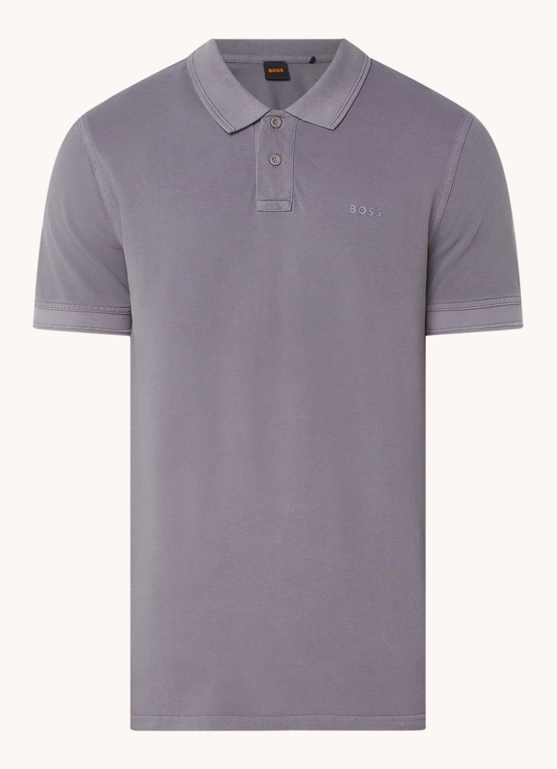 BOSS Prime regular fit polo van piqué katoen met logo - voorkant 2 dark grey-029 / grijs