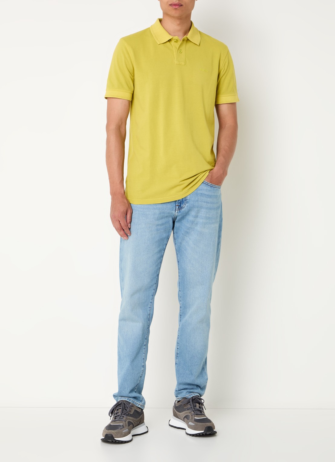 BOSS Prime regular fit polo van piqué katoen met logo - voorkant 3 open green-398 / groen