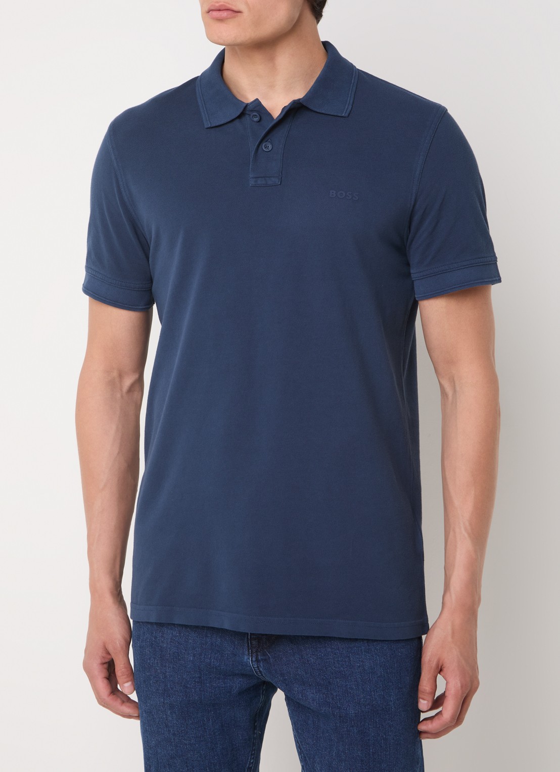 BOSS Prime regular fit polo van piqué katoen met logo - detail 3 open blue-464 / blauw