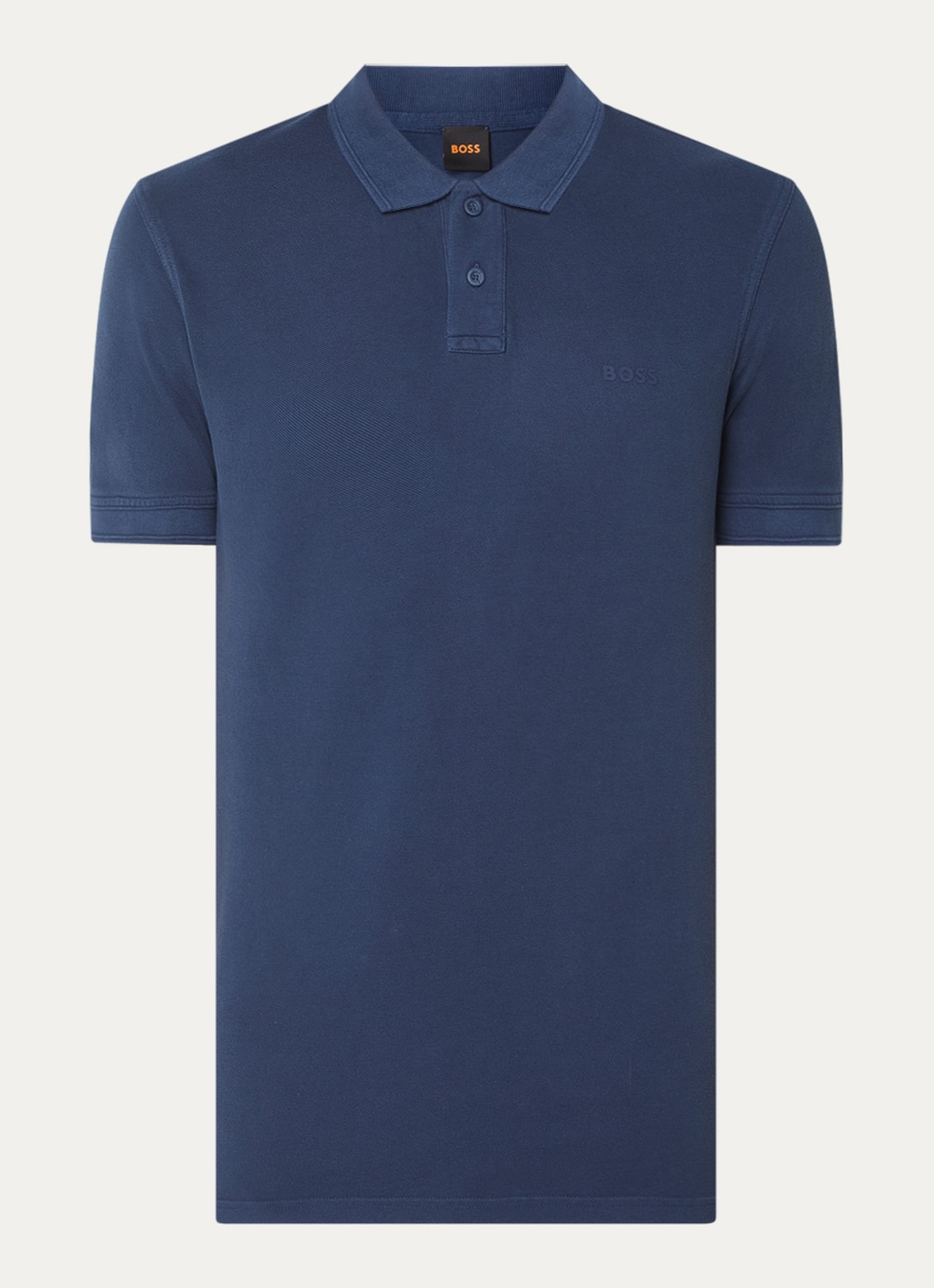 BOSS Prime regular fit polo van piqué katoen met logo - voorkant open blue-464 / blauw