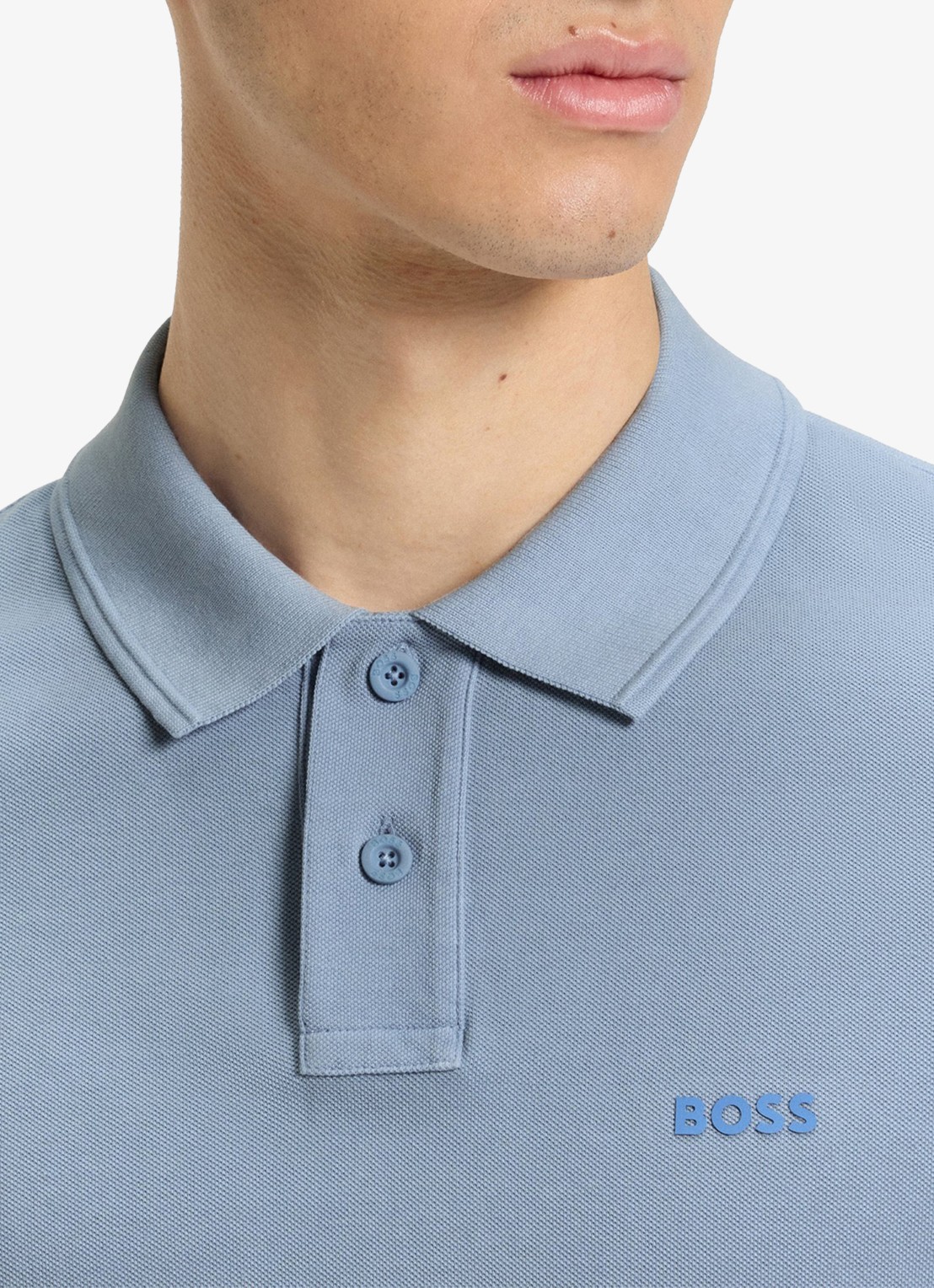 BOSS Prime regular fit polo van piqué katoen met logo - detail 5 open blue-470 / blauw