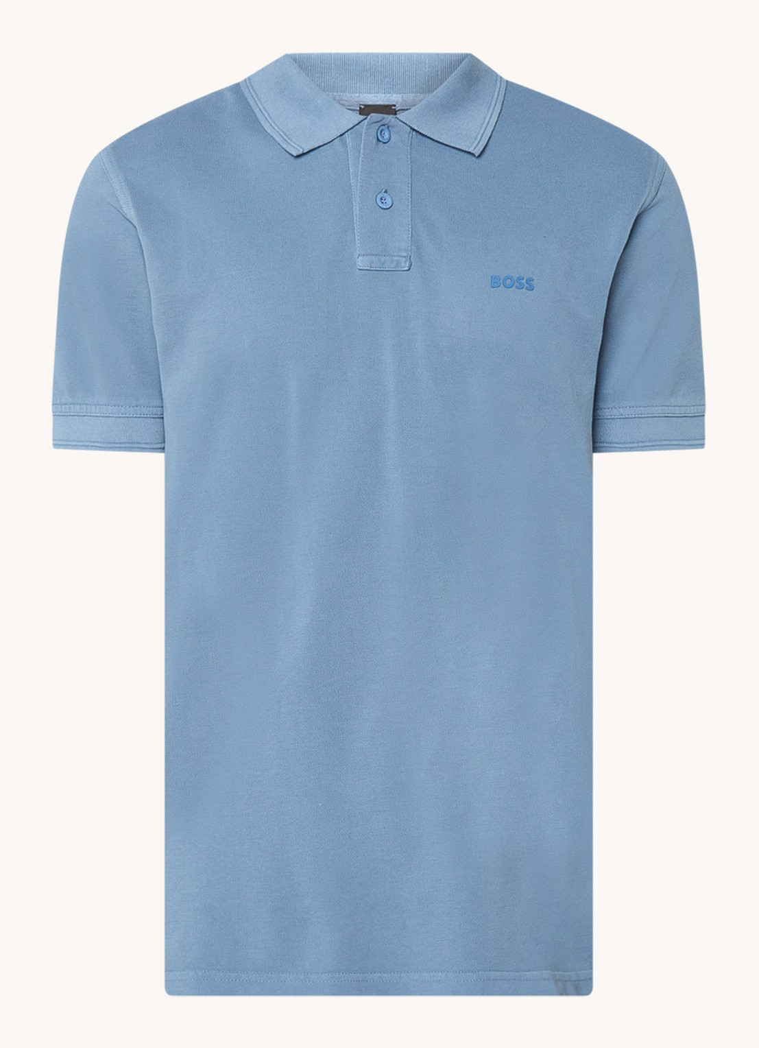 BOSS Prime regular fit polo van piqué katoen met logo - voorkant 2 open blue-472 / blauw