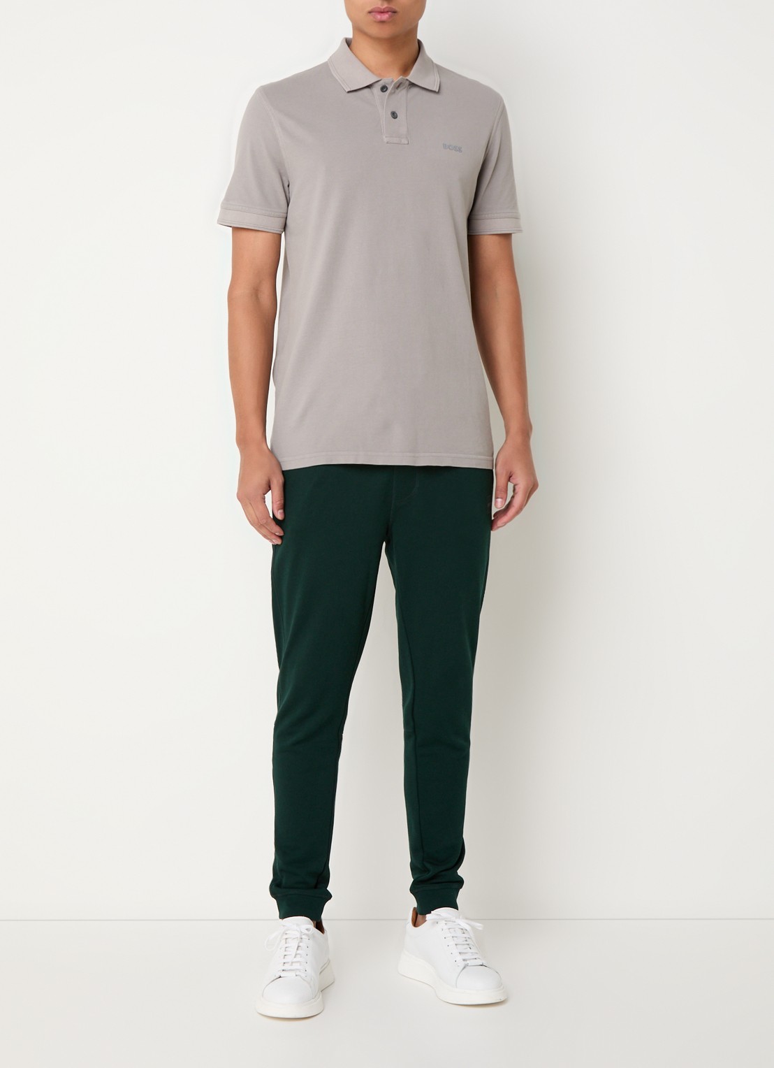 BOSS Prime regular fit polo van piqué katoen met logo - voorkant 3 open grey-063 / grijs