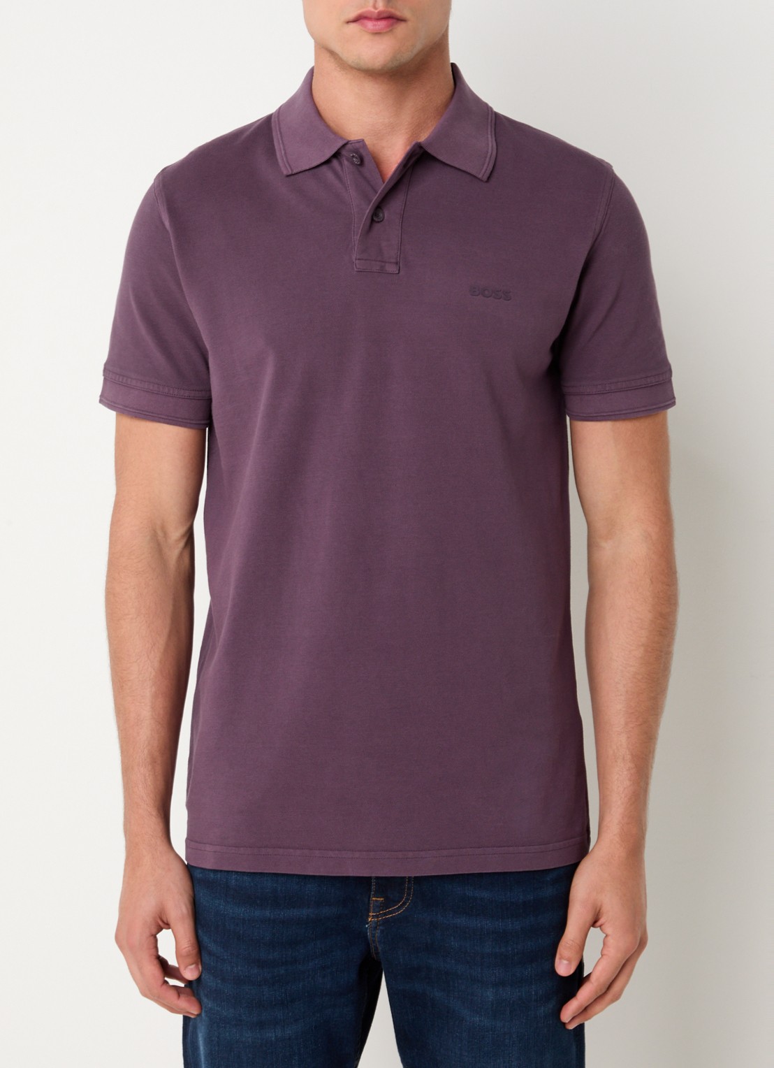 BOSS Prime regular fit polo van piqué katoen met logo - detail 4 open purple-543 / paars
