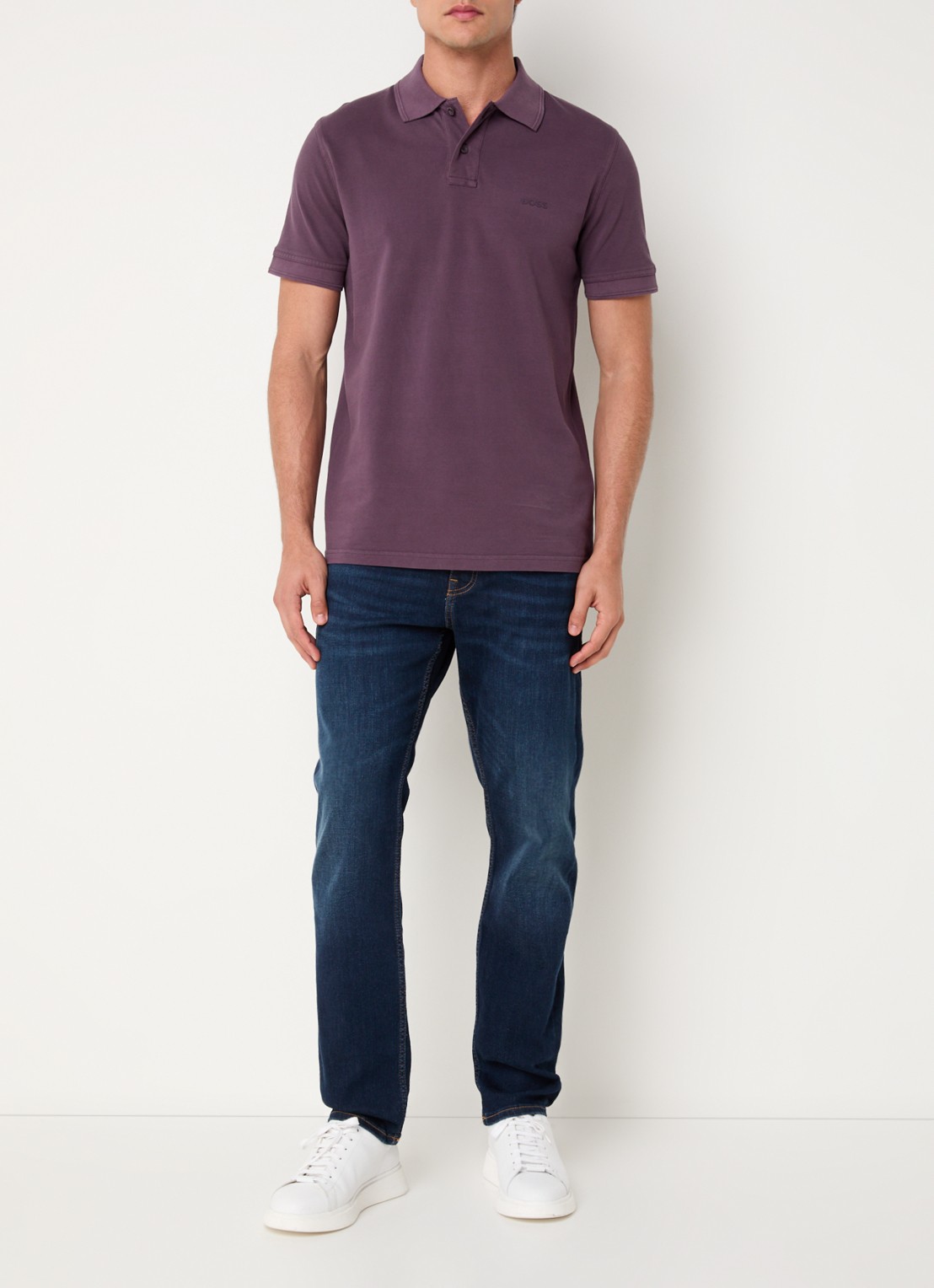BOSS Prime regular fit polo van piqué katoen met logo - voorkant 2 open purple-543 / paars