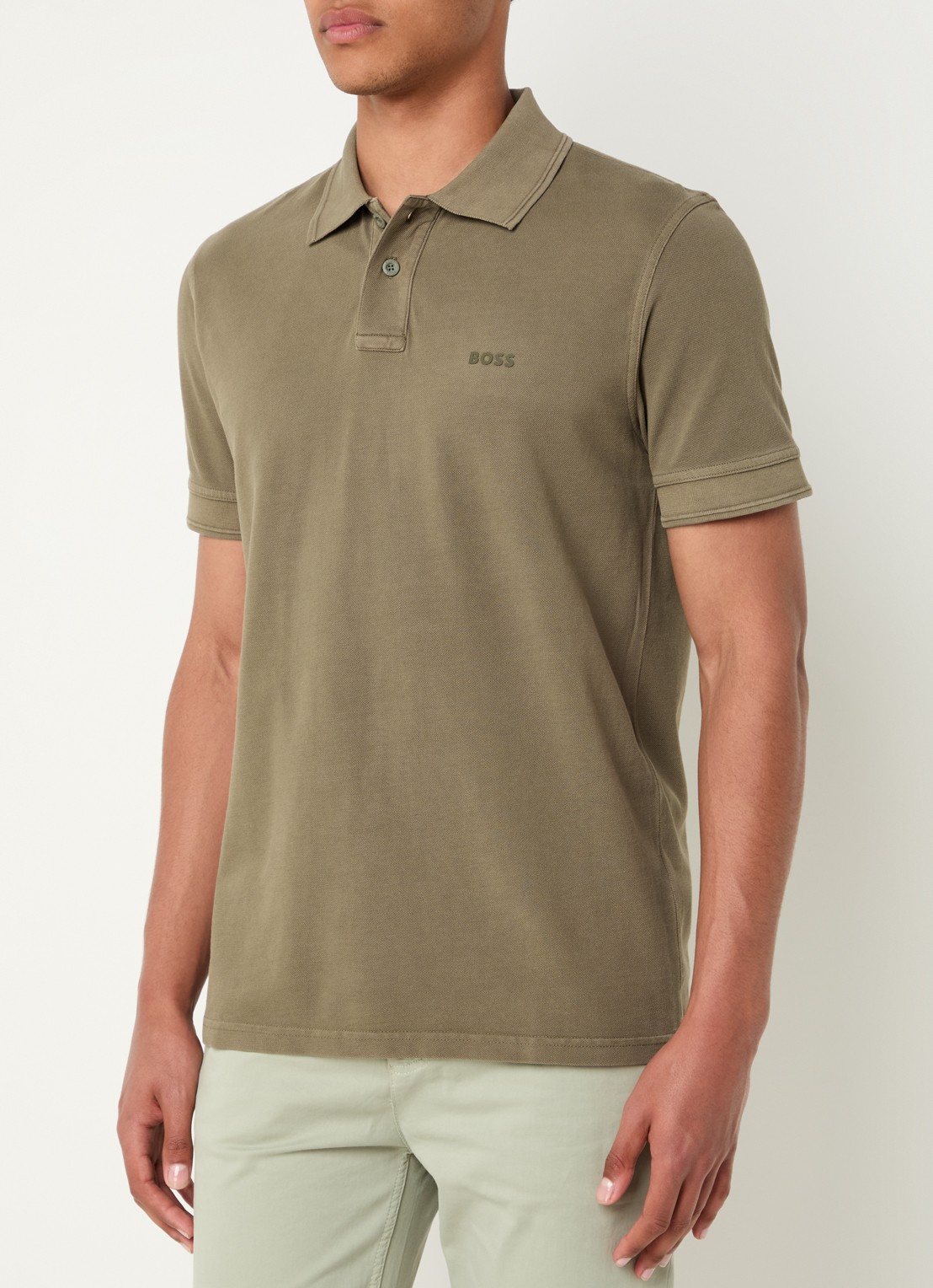 BOSS Prime regular fit polo van piqué katoen met logo - detail 2 open green-342 / groen