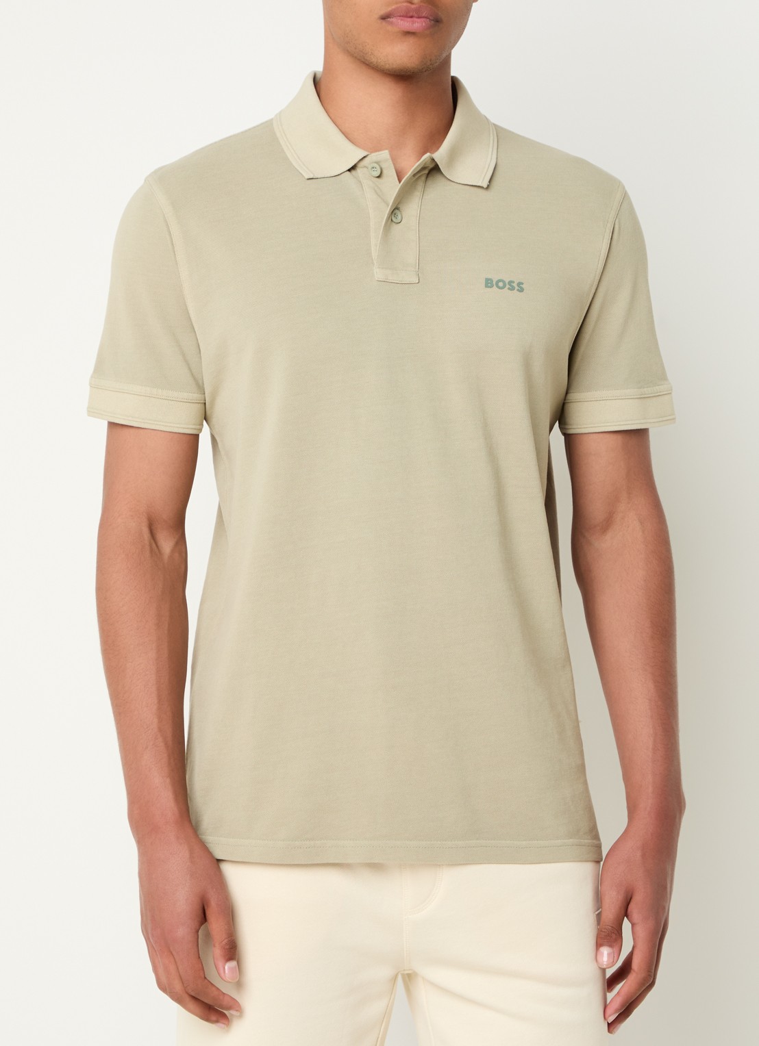 BOSS Prime regular fit polo van piqué katoen met logo - detail open green-370 / groen