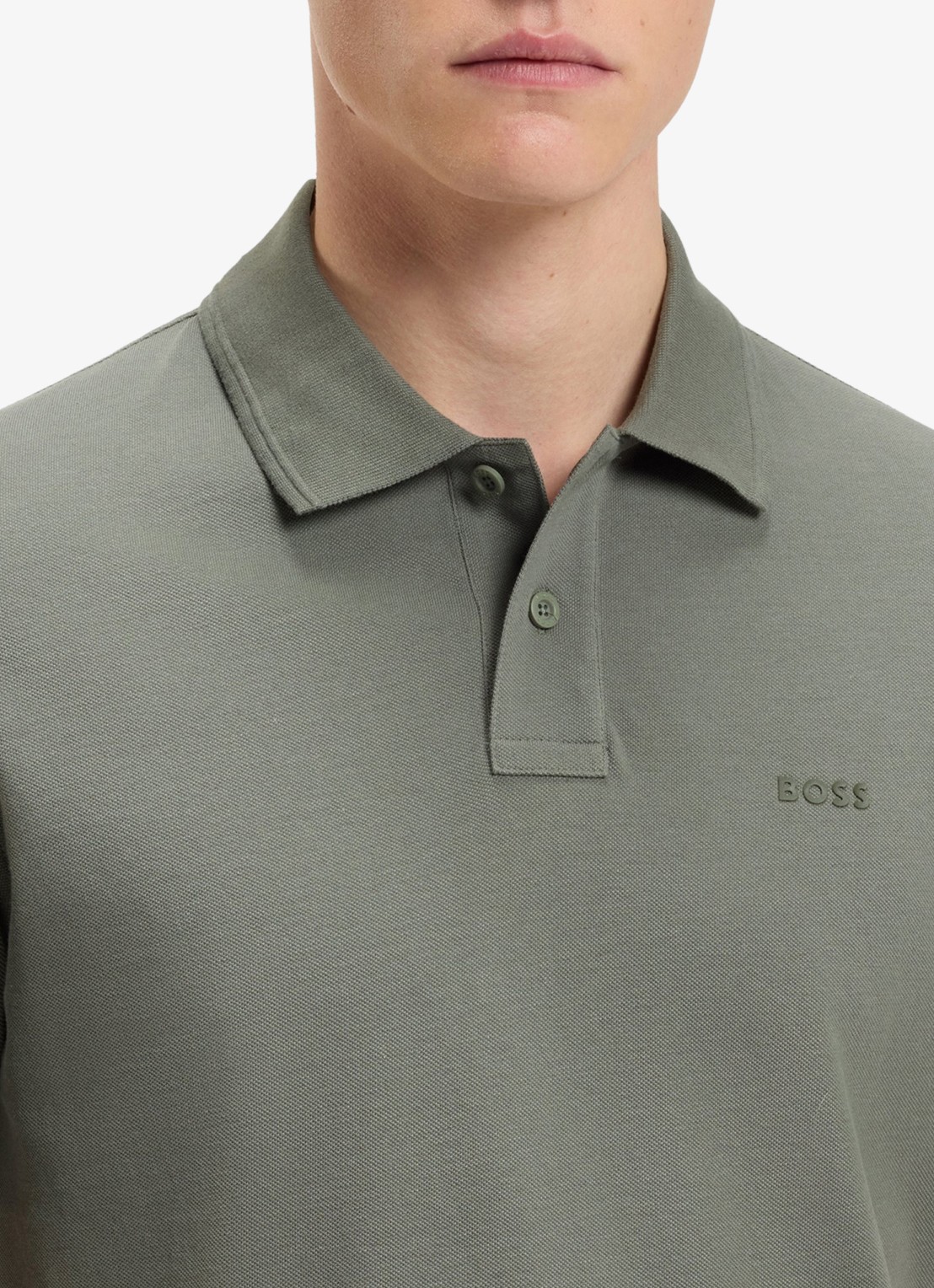 BOSS Prime regular fit polo van piqué katoen met logo - detail 3 open grey-076 / grijs
