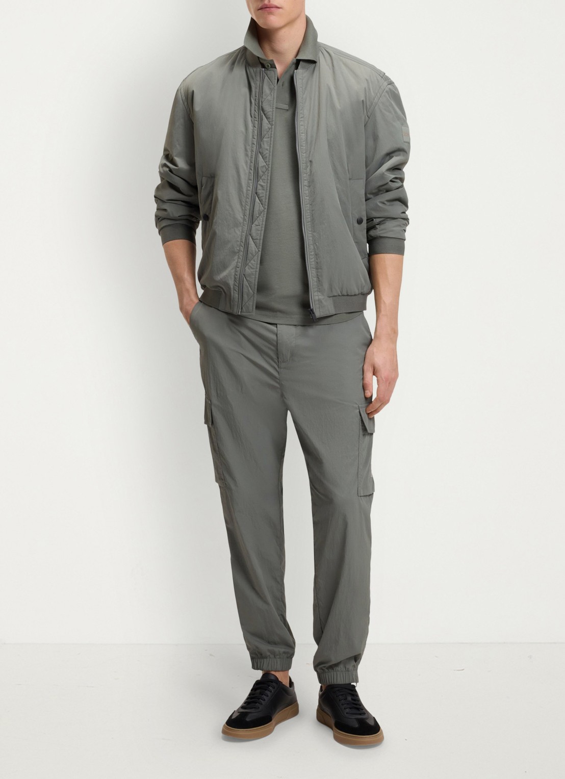 BOSS Prime regular fit polo van piqué katoen met logo - voorkant 5 open grey-076 / grijs