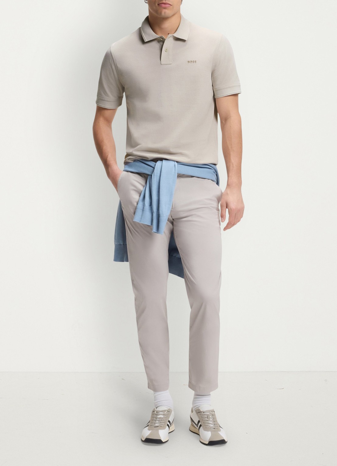 BOSS Prime regular fit polo van piqué katoen met logo - voorkant 4 open grey-070 / grijs
