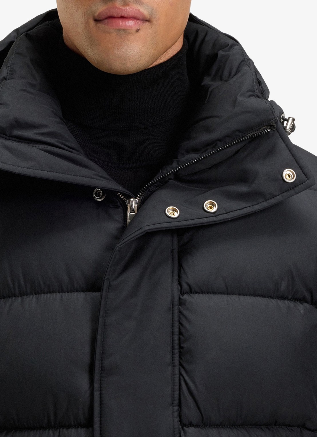 BOSS Puffer jas met capuchon - detail 5 zwart