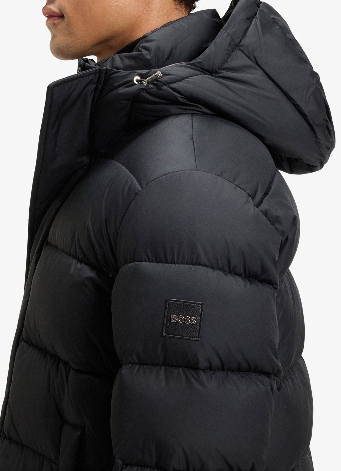 BOSS Puffer jas met capuchon - detail 6 zwart