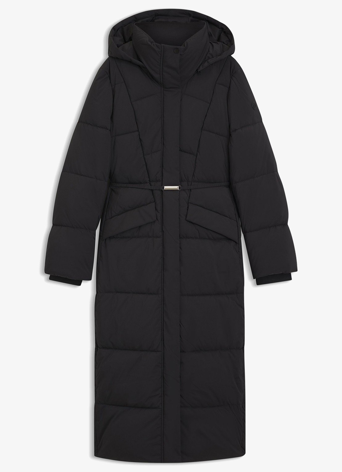 BOSS Puffer jas met ceintuur - voorkant 6 zwart