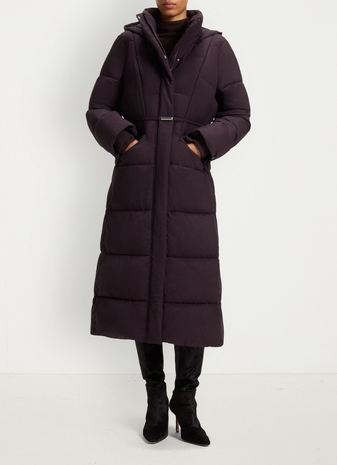BOSS Puffer jas met ceintuur - detail 3 paars