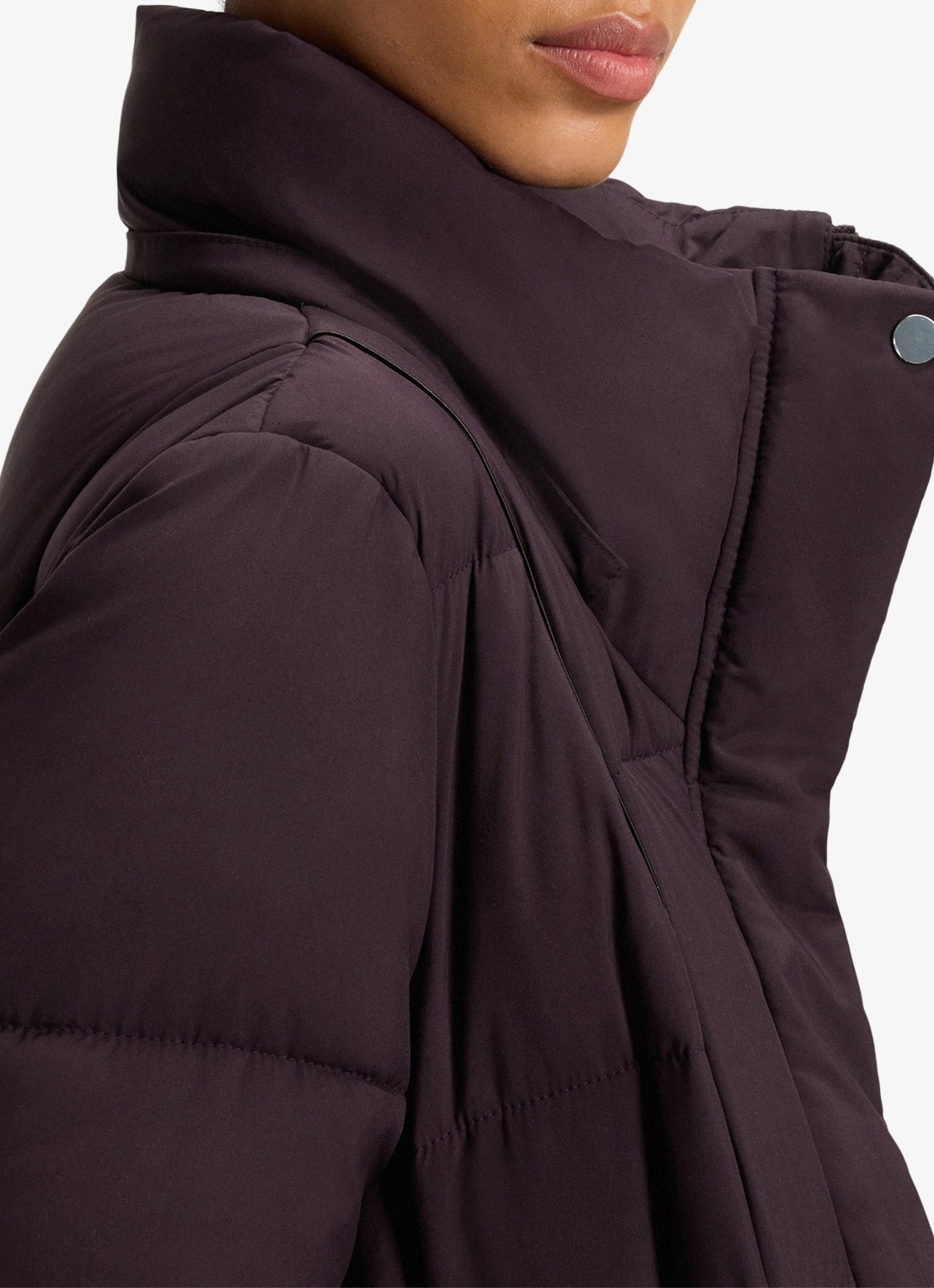 BOSS Puffer jas met ceintuur - detail 5 paars