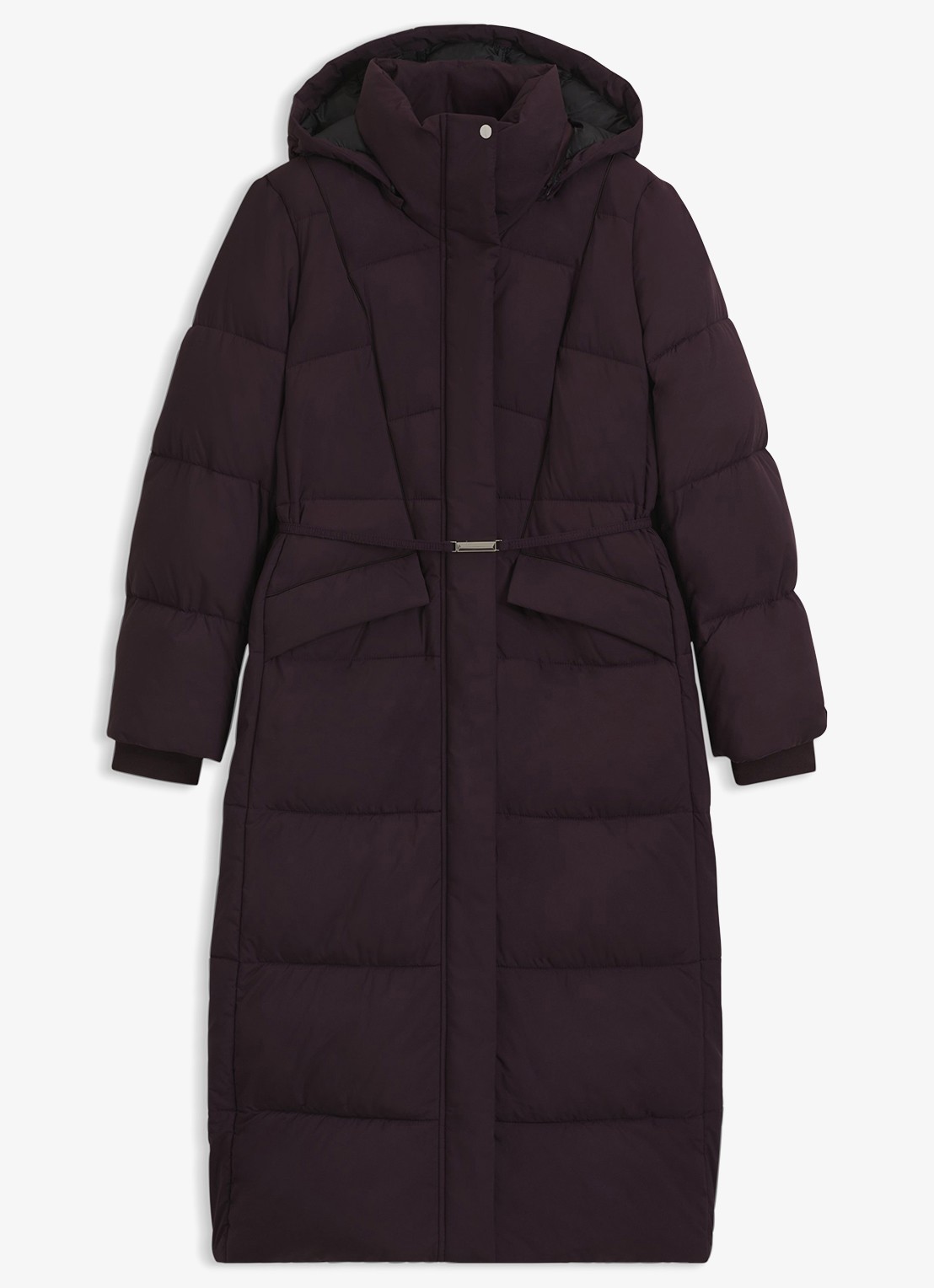 BOSS Puffer jas met ceintuur - voorkant paars